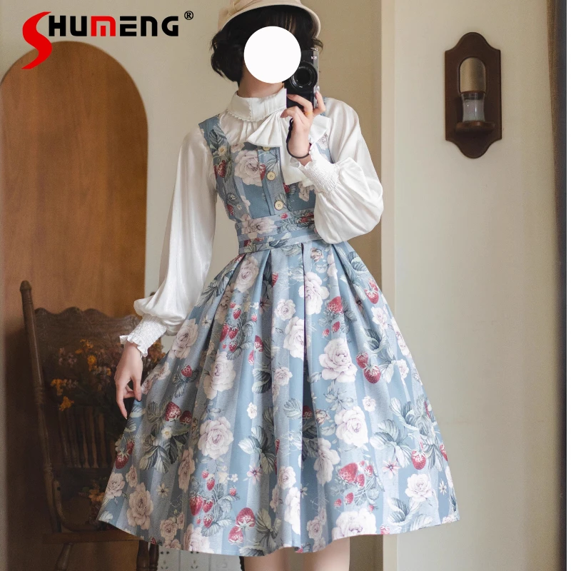 

Original Retro CLA Sleeveless Dress Autumn Japanese Women's High Waist Slim Sweet Elegant Lolita Short Dress Tea Party Dresses