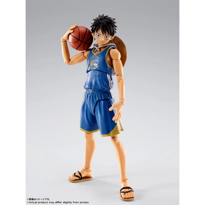 Bandai S.H.Figuarts Pre‑order One Piece × NBA Monkey D. Luffy Golden State Warriors Outfit Version Figure view 2