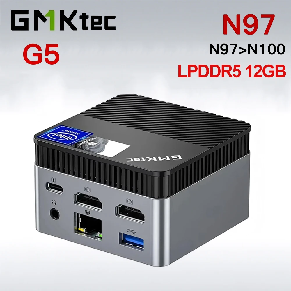 GMKtec G5 Intel Alder Lake N97 MINI PC Windows 11 Pro LPDDR5 12GB M.2 2242 SATA WIFI5 BT4.2 Pocket Office MINI PC Computer