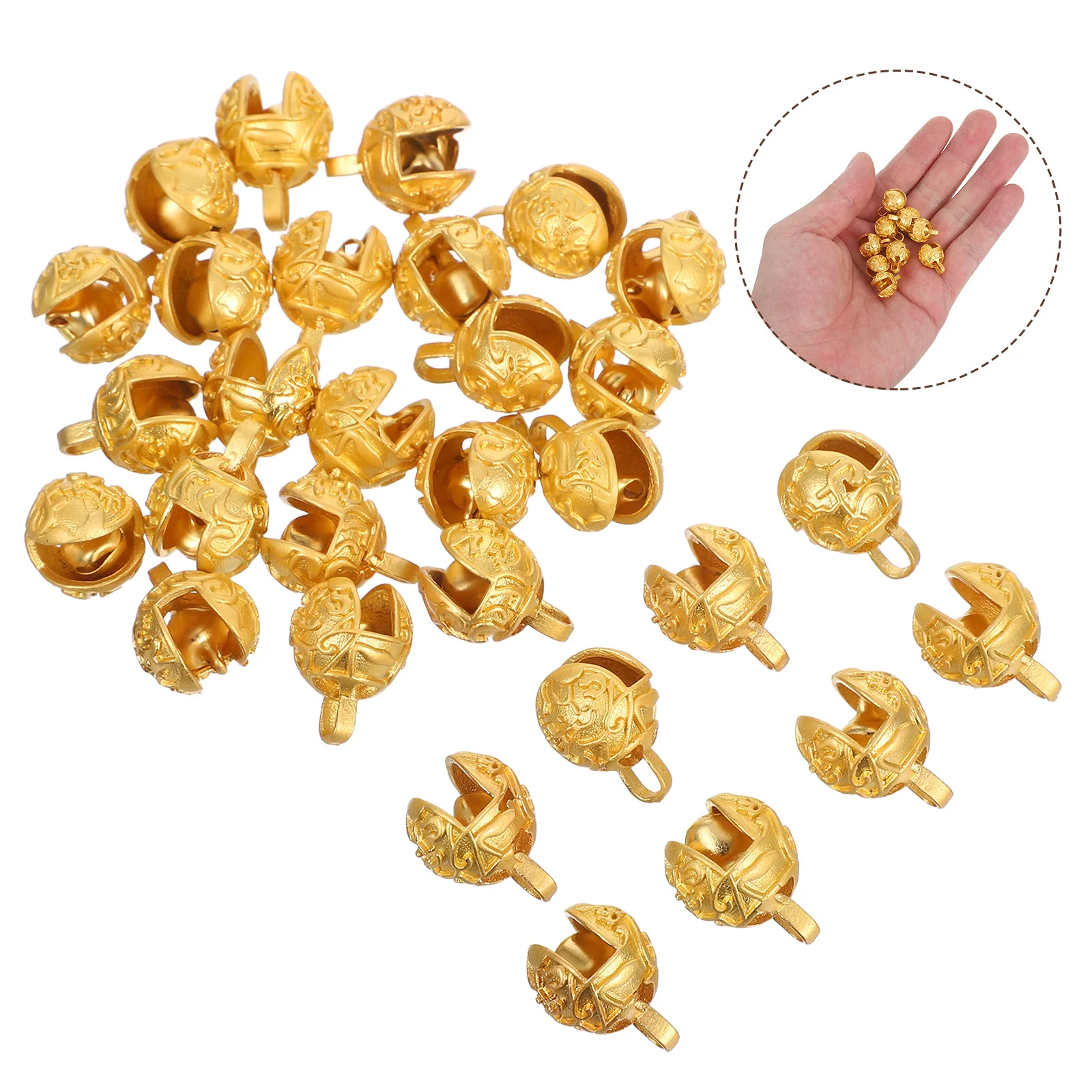 

30Pcs Vintage Alloy Lion Head Bell Pendants Mini Jingle Bells for DIY Jewelry Making Necklace Bracelets Hair Accessories