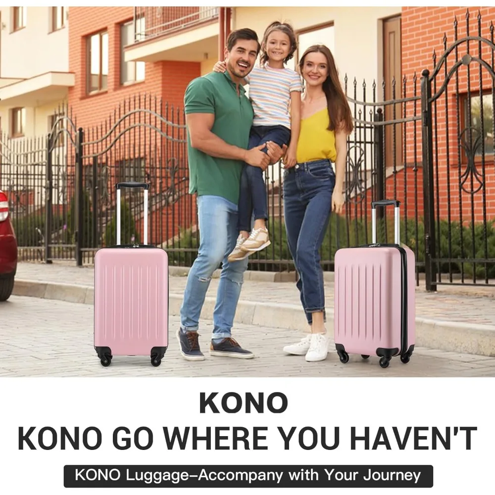 20-Inch Lightweight Hardside Carry-On Suitcase with Spinner Wheels, Pink Rolling Cabin Luggage for Air Travel (1-3 Days)