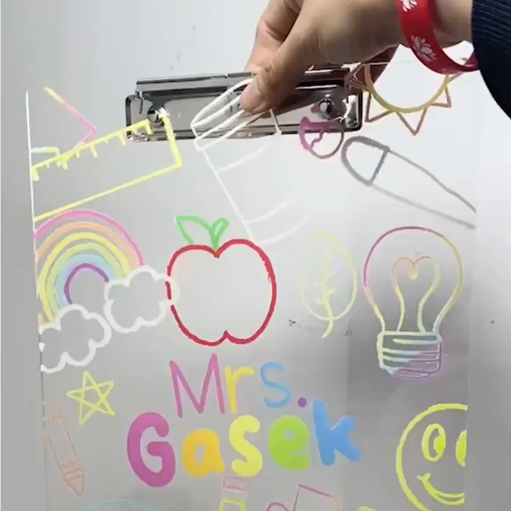 1 قطعة مجلد مخصص-شخصية PMMA شفافة الكتابة على الجدران نمط الليزر محفورة اسم ووظيفي مخصص هدايا فريدة يوميا