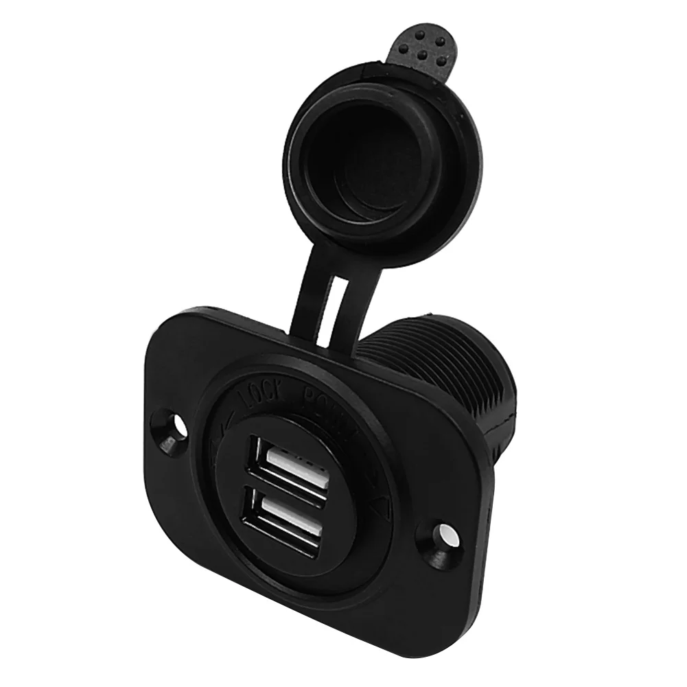 USB Charger Personal Car Dual USB Socket Power Adapter w/ Waterproof Cover Outdoor Parts Decoration for 12V Car Marine