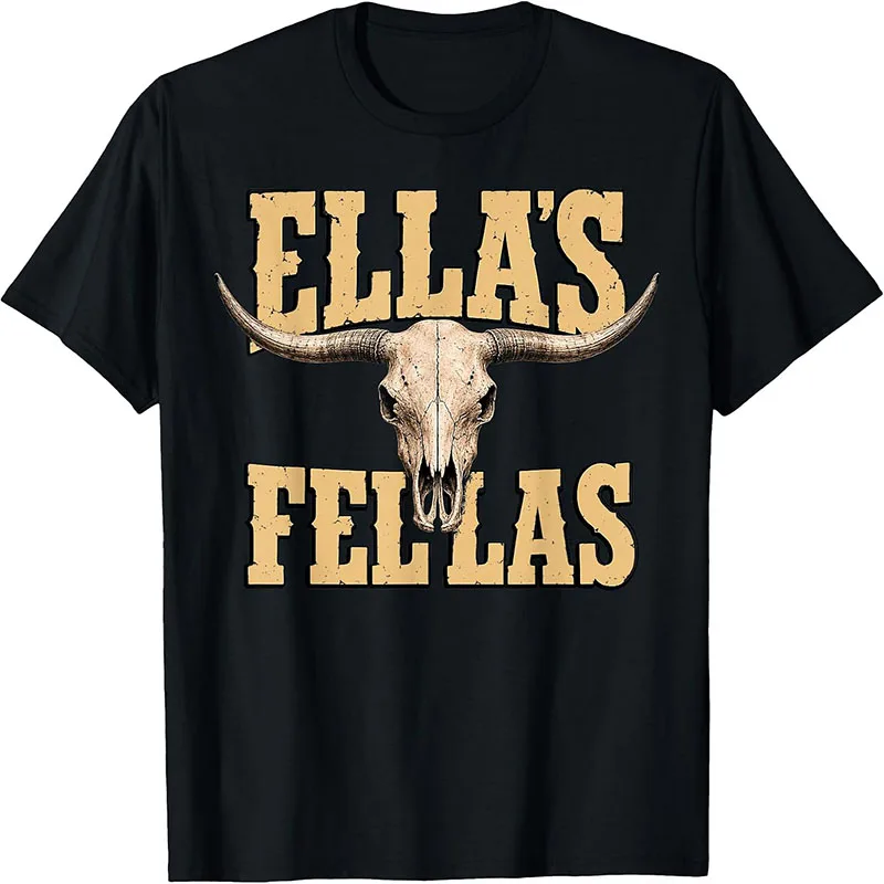 Ella's Fellas Western Longhorn Skull Vintage Cowboy Country T-Shirt