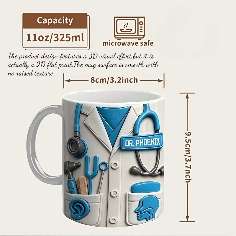 Personalized Doctor Mug Custom Medical Cup Gift Doctor Nurse Medical Student 2D Print Coffee Cup Microwave Safe Desk Accessory