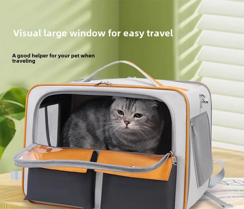 

Go out portable large capacity breathable pet backpack large space portable oblique span with tie rod