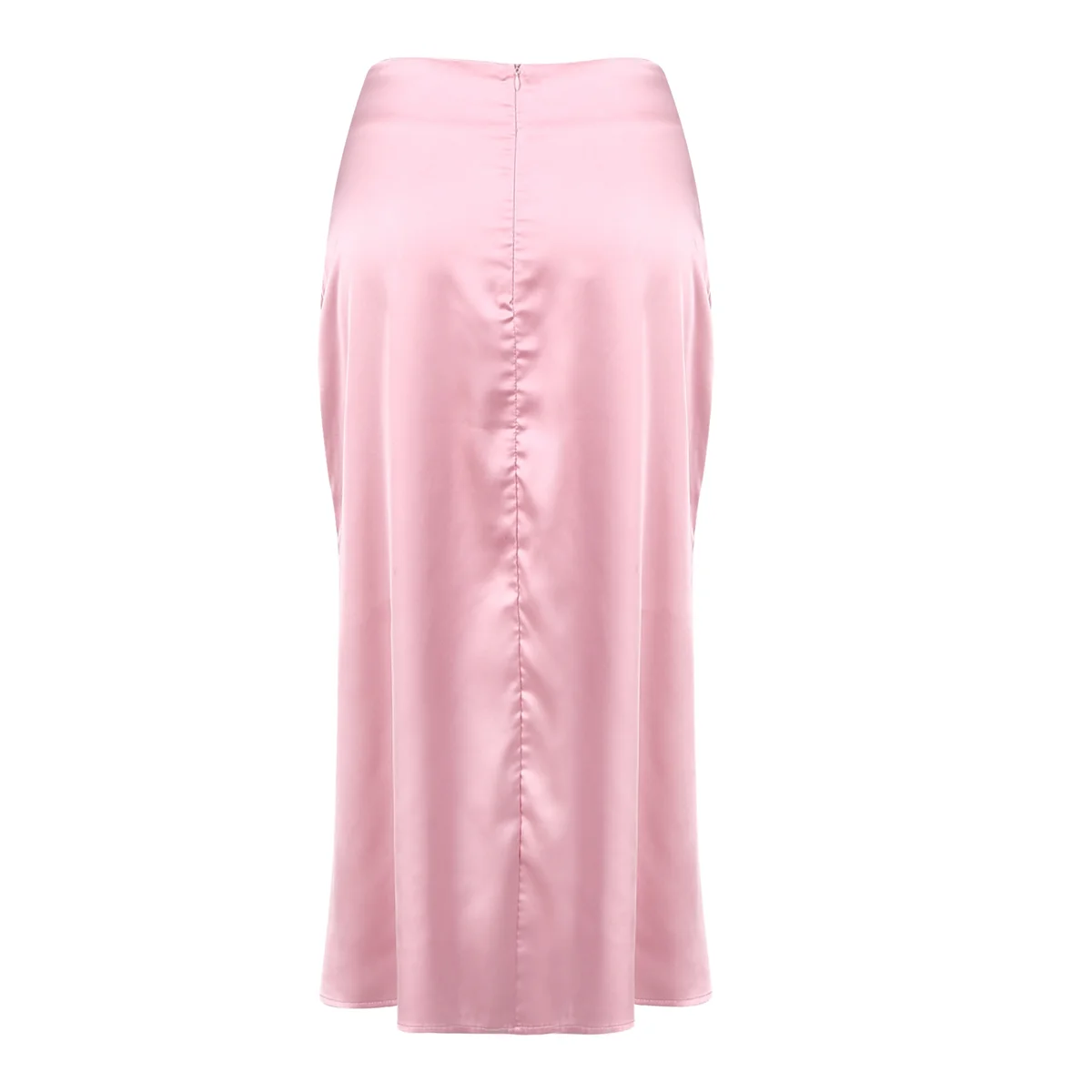 Women's Satin Mid Length Skirt Summer High Waist A Line Swing Skirt Elegant Casual Skirt XS Pink