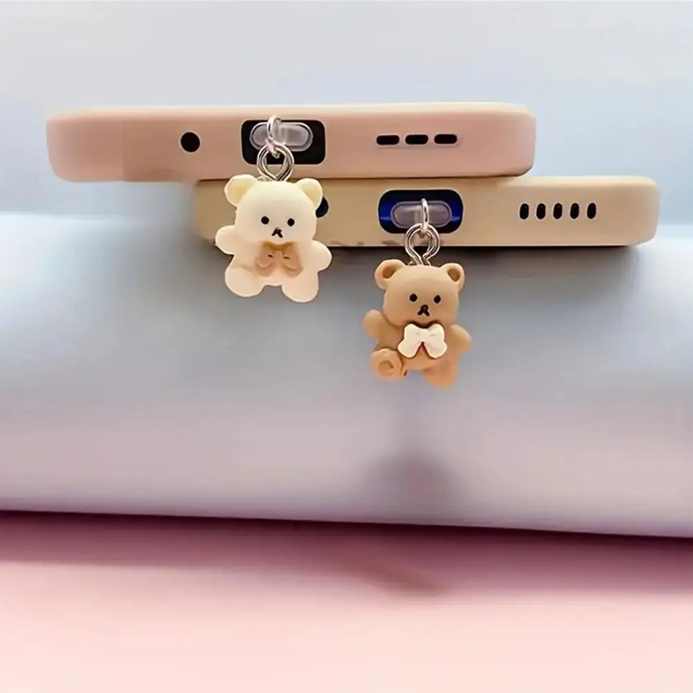 Phone Dust Plug For IPhone Samsung Type-C Interface Cute Bear Decorative Accessories Hanging Pendant Universal Dust Cover