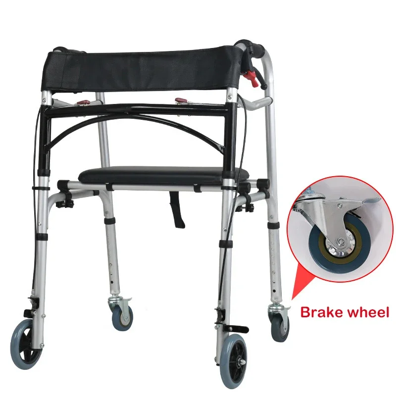 Foldable Elderly Rehabilitation Walker Adjustable Walking Assist Aluminum Alloy Standing