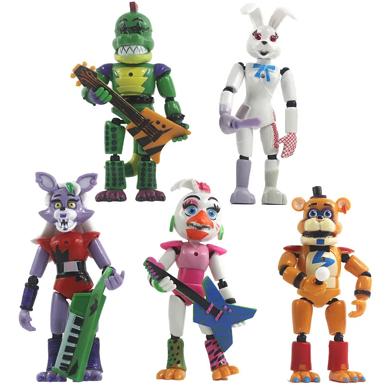 Freddy\'s Five Nights 5 Pieces Action Character Toy Security Vulnerability Series Gorgeous Rock Fox Bonnie Faz Bear Pvc Doll Fnaf