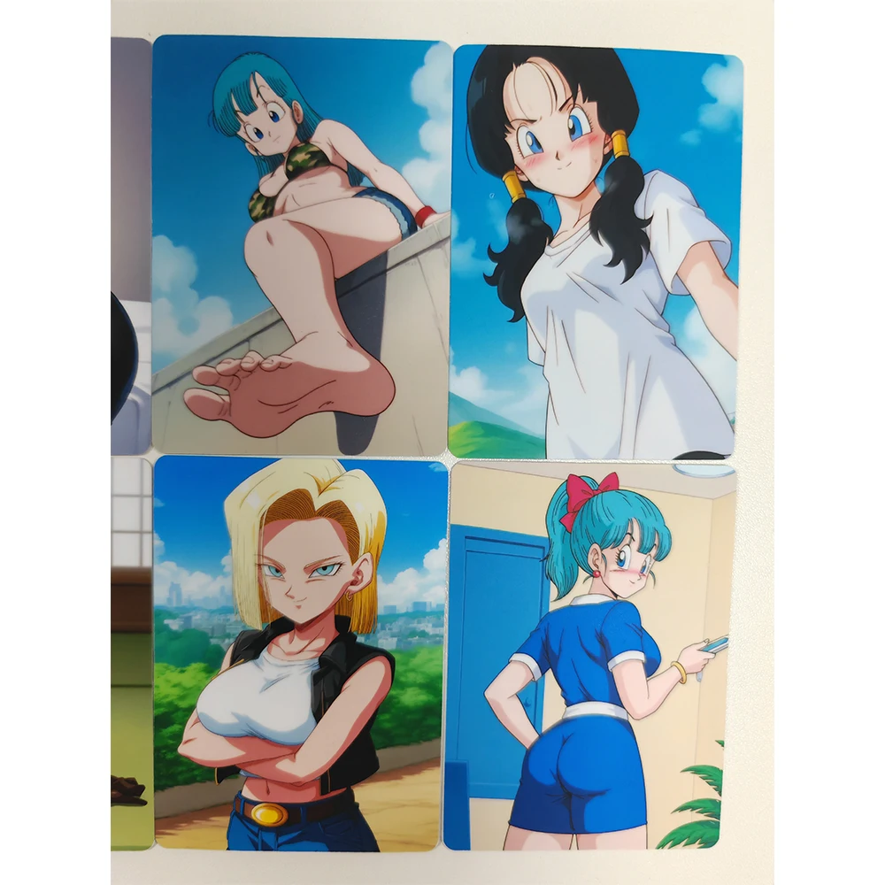 8PCS Game Anime Sexy Cards Bulma Videl Mosaic-free Android 18 Lazuli ACG Double Sided Nude Card Adult Collectible Toys 18+