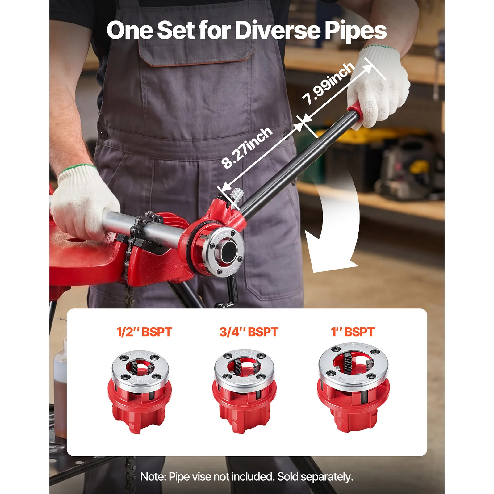 SucceBuy Ratchet Pipe Threader Kit with 3 Dies 1/2