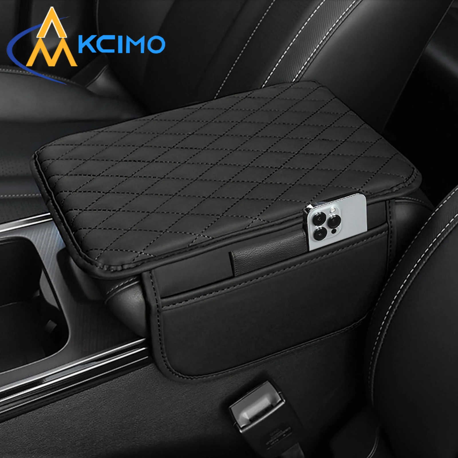 

Car Armrest Mat PU Leather Center Console Arm Rest Protection Cushion With Storage Pockets Armrests Storage Box Cover Pad