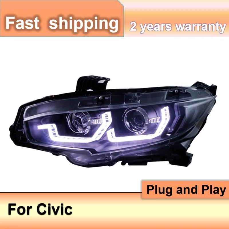 

Автомобильные аксессуары для Honda Civic 10-го поколения, фара 2016-2021, Honda Civic X, фары DRL, указатель поворота, проектор ближнего и дальнего света L