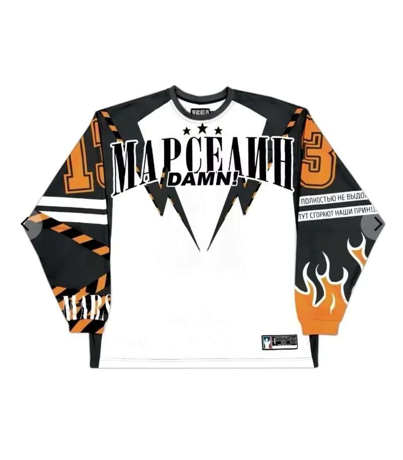 Russia Jersey Y2K Sweatshirt Men Women Harajuku Hip Hop Letter Oversized TShirt New Breathable Crew Neck Cotton Long Sleeve Tops image 2