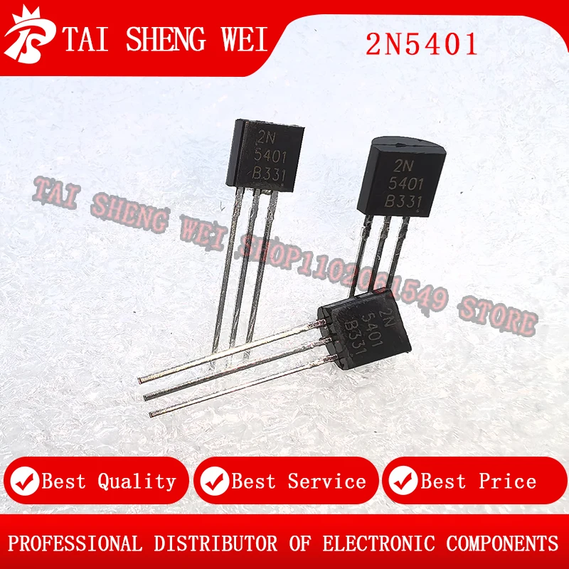 100 pezzi di transistor 2N5401 transistor in linea stampato 2N 5401 pacchetto TO-92