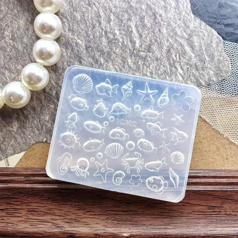 1Pcs Summer Ocean Silicone Nail Mold Style 3D Gel Manicure Conch Seashell Starfish Reusable Stencils Supplies