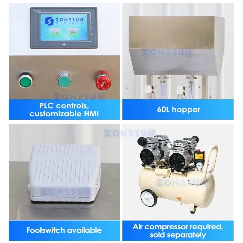 ZONESUN Mesin Pengisi Botol Pengisi Cairan Tebal Sampo Deterjen Minyak Goreng Kosmetik Pasta Pompa Rotor Motor Servo ZS-GTRP2
