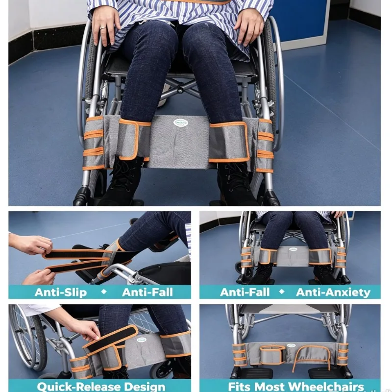Wheelchair Restraint Belt T Type Leg Strap Fall Prevention Waterproof Anti Slip Elderly Patient Safety Harness Chair Accessory