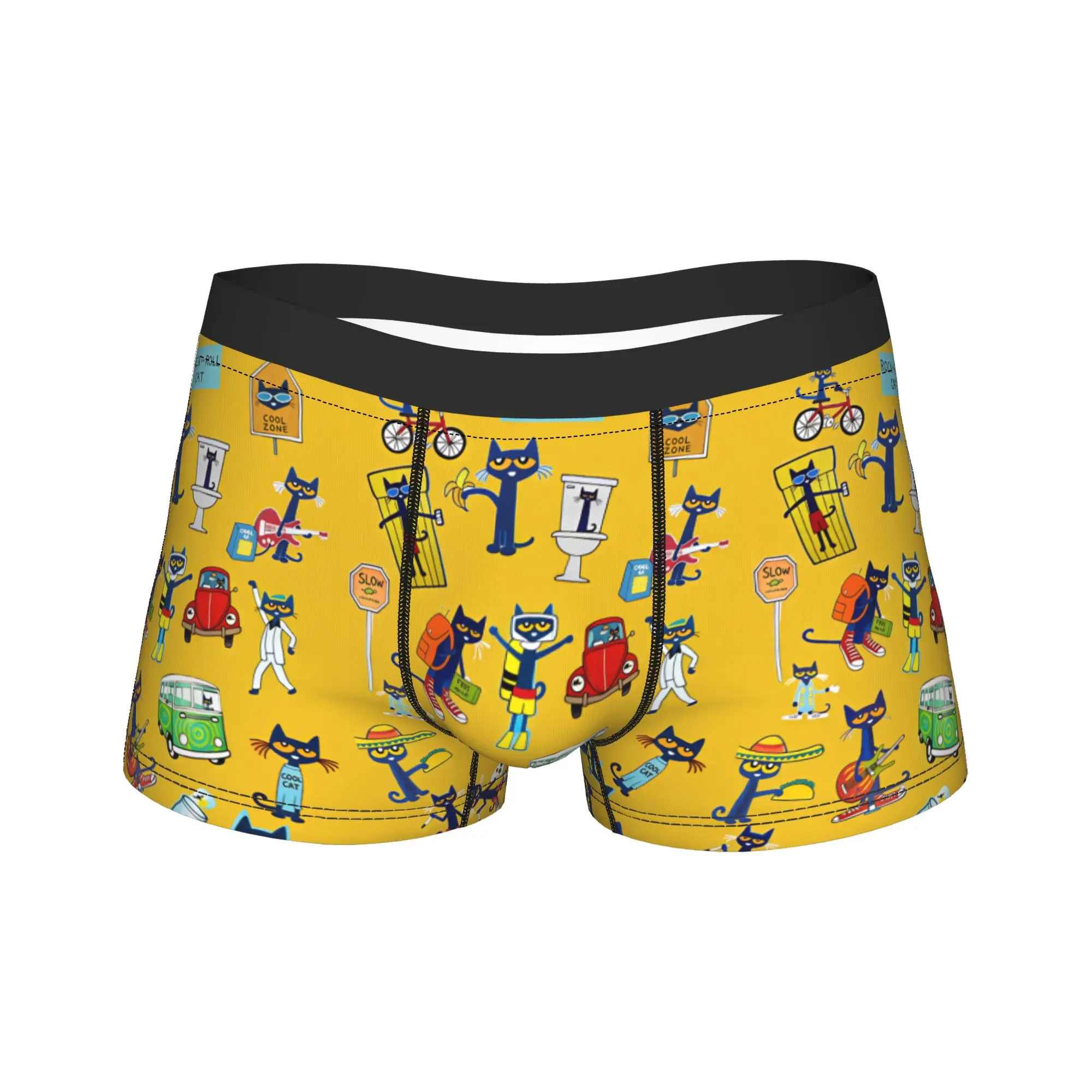 Pete the Cat I Love My White Shoes Shorts Briefs  Underwear High Quality Male Breathable Trunk Custom Plus Size Panties