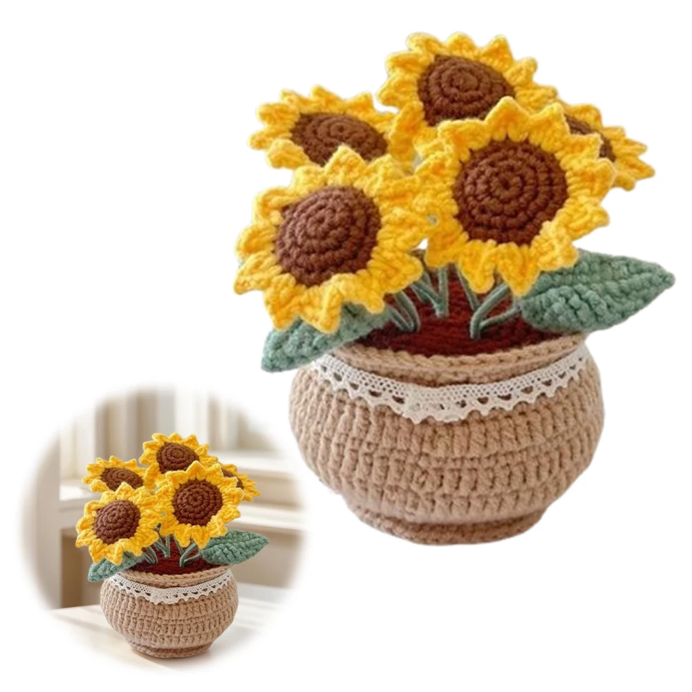 

DIY Flower Potted Crochet Kit Cute Plants Hand-Knitted Tool for Kid (Sunflower)