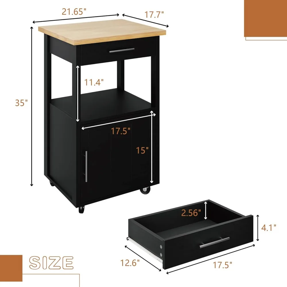 Carrinho de ilha de cozinha com armário de armazenamento, prateleiras e alça de toalheiro para organização móvel de cozinha