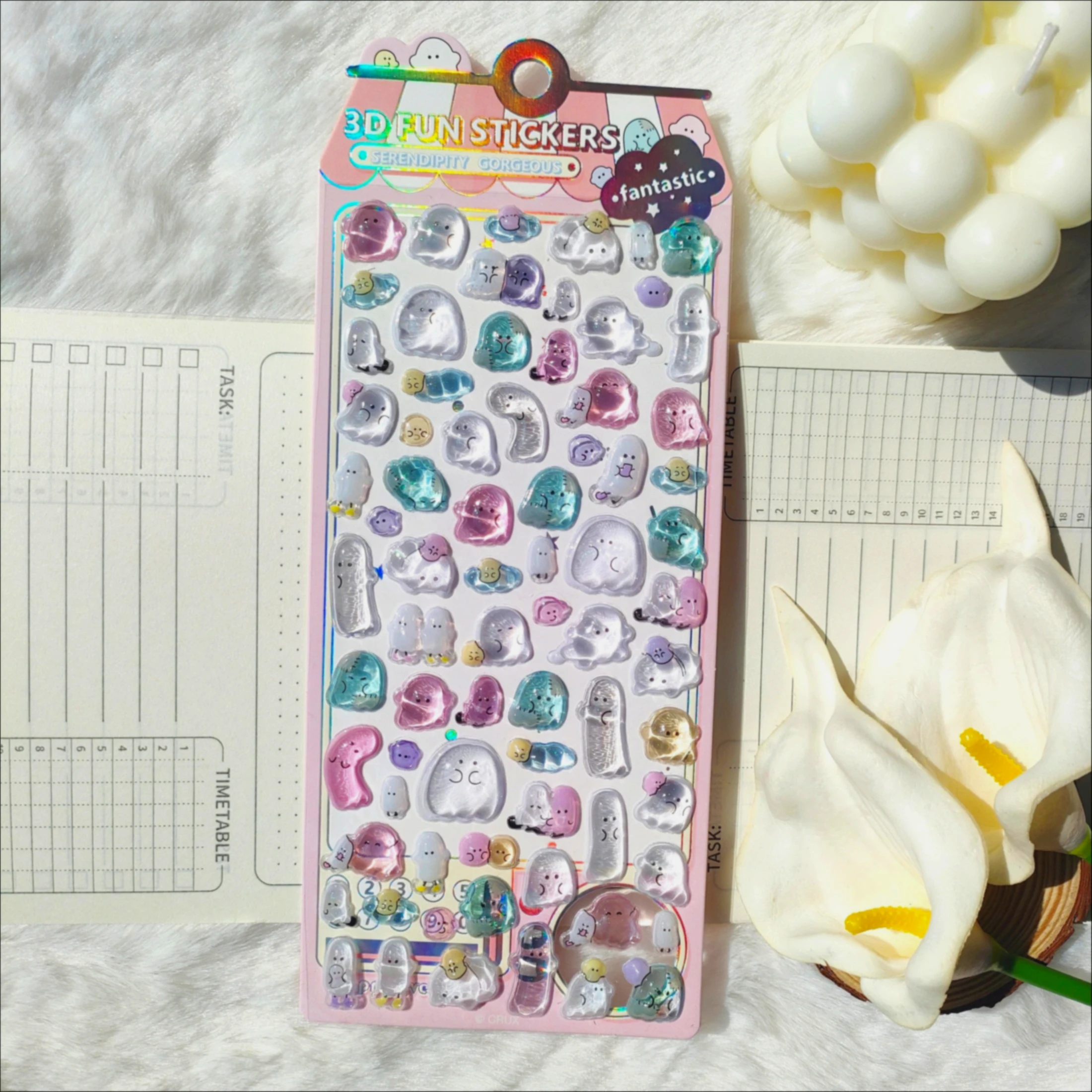 Cute Tiny Q-version Ghosts Youyou Family 3D Stereoscopic Crystal Sticker Materials, Kids' Toy Stickers