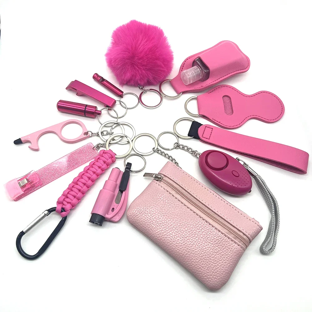 14pcs Self Defense Keychain Set Men's and Women's Multi functional Keychain Accessories for emergency preparedness