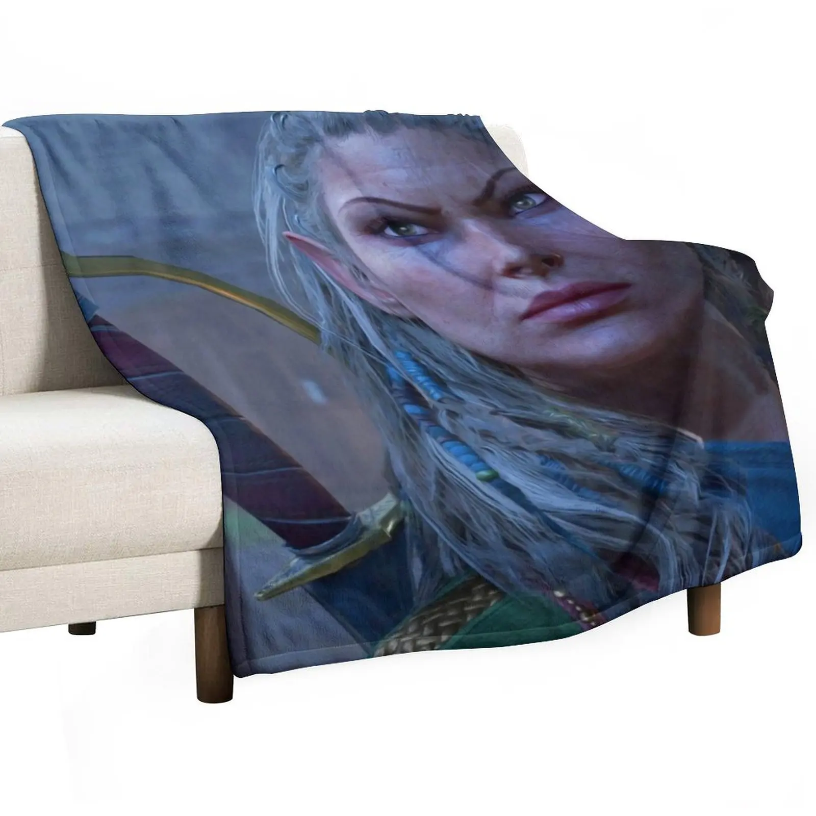 Jaheira Half Elf Fighter Druid Adventurer ready to fight Throw Blanket Flannels Luxury Thicken Luxury Brand Loose Blankets