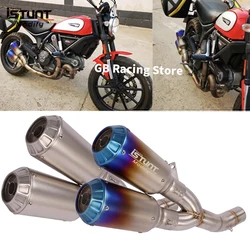 For Ducati Scrambler 800 821 Monster 797 Motorcycle Exhaust Escape Moto Modified Mid Pipe Double Muffler Removable DB Killer