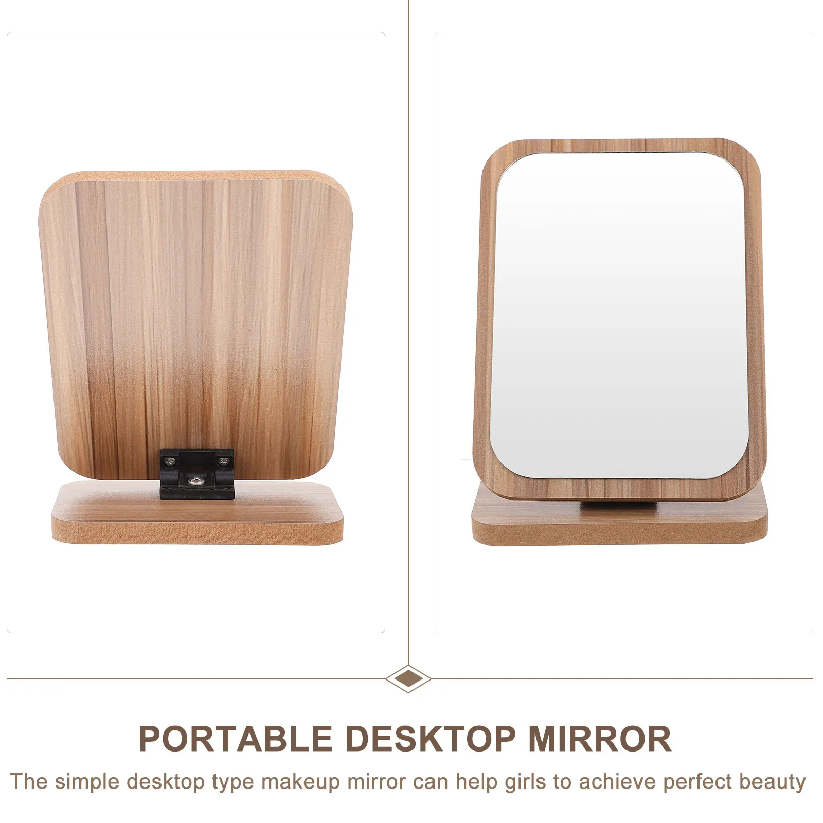 1pc houten make-upspiegel make-up desktop type dressoir tafelblad draagbare spiegel voor slaapkamer badkamer duurzaam glad hoog