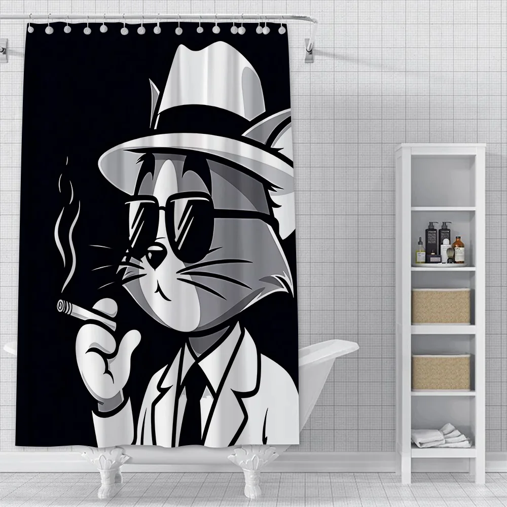 Tom and Jerry Funny  Shower Curtain Waterproof Polyester Fabric Paint Colorful Bath Curtain Home Bathroom Decor Curtain