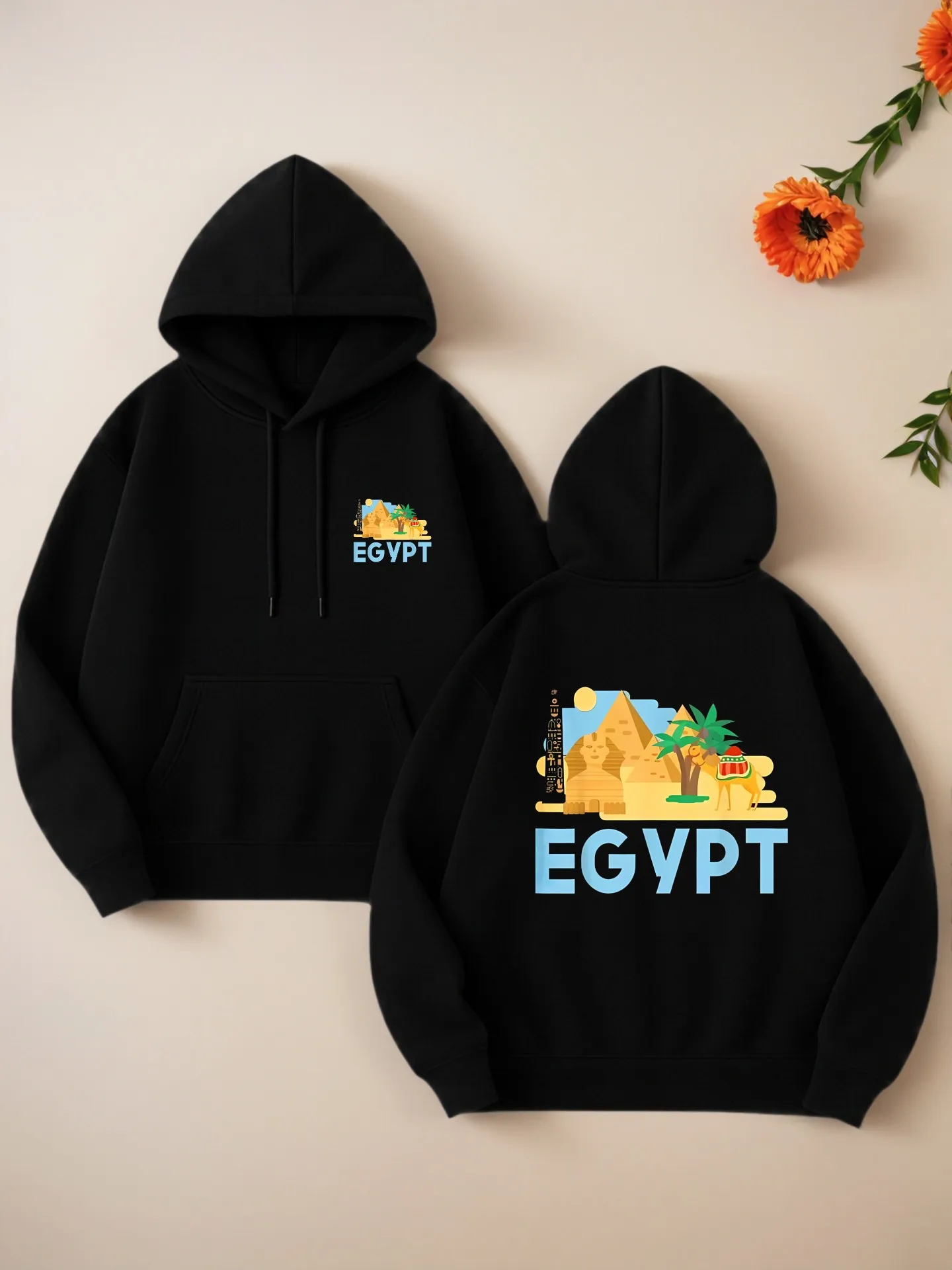 

Graphic Hoodie Women, Egypt - Themed Graphic Print, Casual Aesthetic, Comfortable Fabric, Travel Outfit, For Young Men