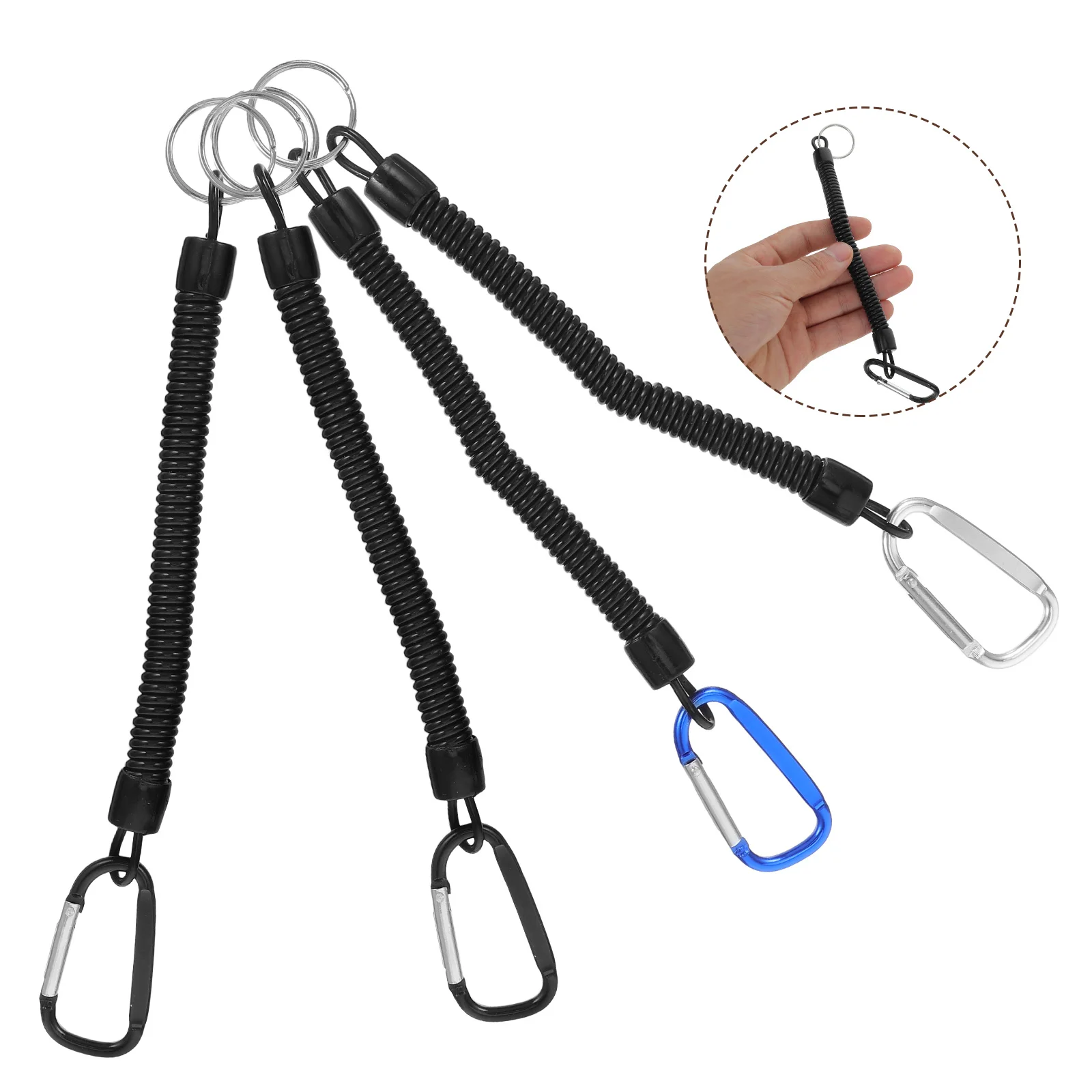 

4 Pcs Anti-lost Keychain Stretch Cord Fishing Coiled Lanyard Outdoor Stretchy Elastic