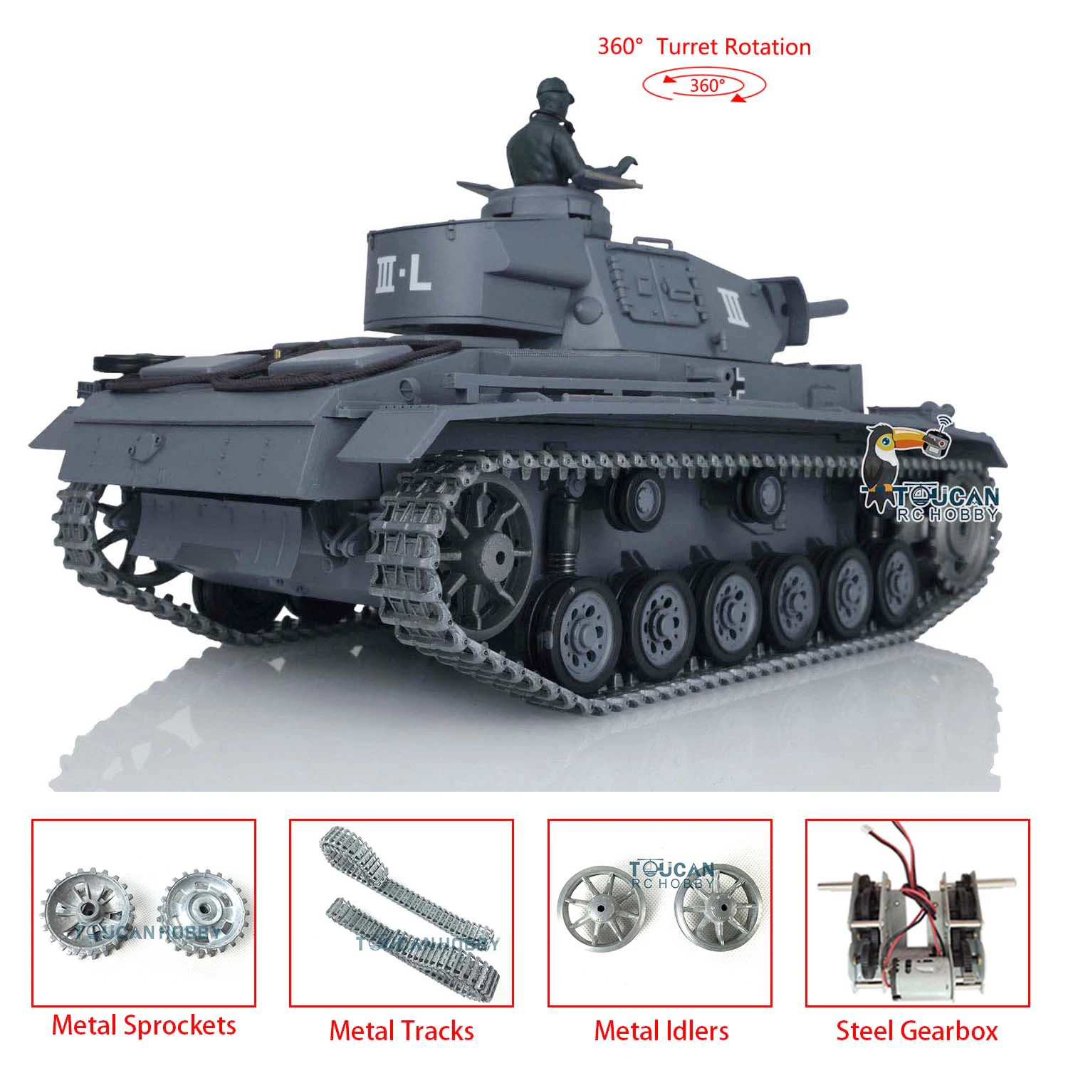 Spielzeug im Maßstab 1/16 heng long 7,0 verbesserter Panzer iii l rtr rc Tank 360 w/° Revolver rc Panzer für Jungen TH17343-SMT4