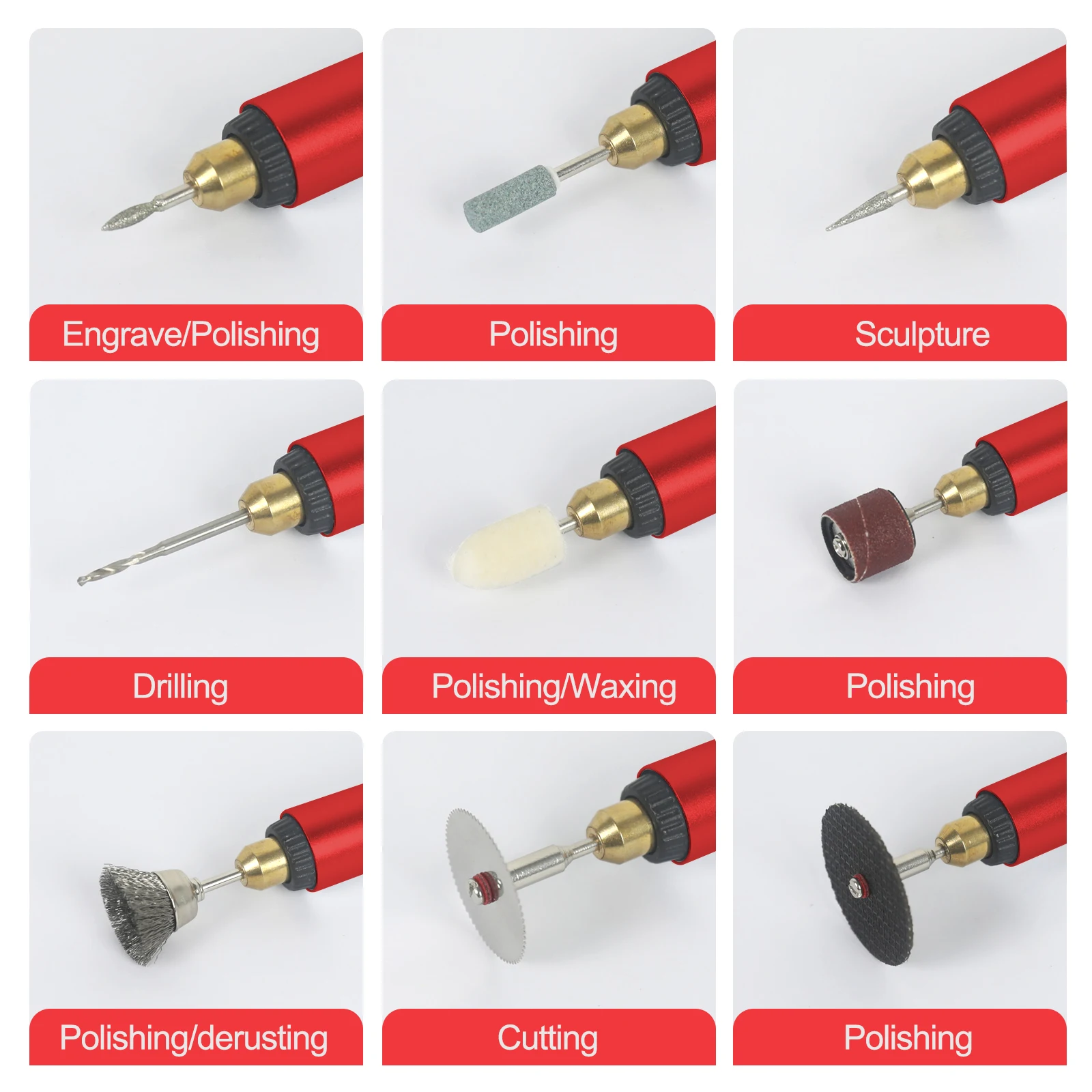 Toolour Mini Cordless Rotary Tool Kit  USB Charging 3-Speed 18000rpm Multi-Purpose Art Craft Tool with 3.7V Li-ion Battery