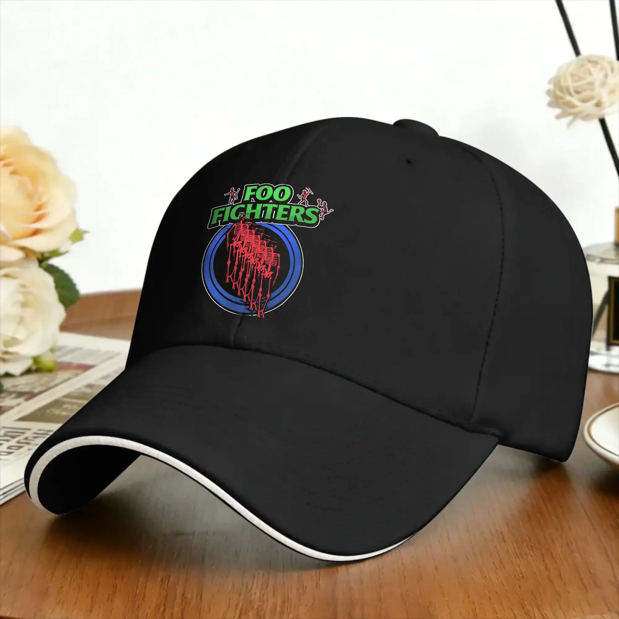 Casual Baseball Cap Foo Fighters Red Skeleton Circle Logo Trucker Hat For Female Male Sun-Proof Design Baseball Caps