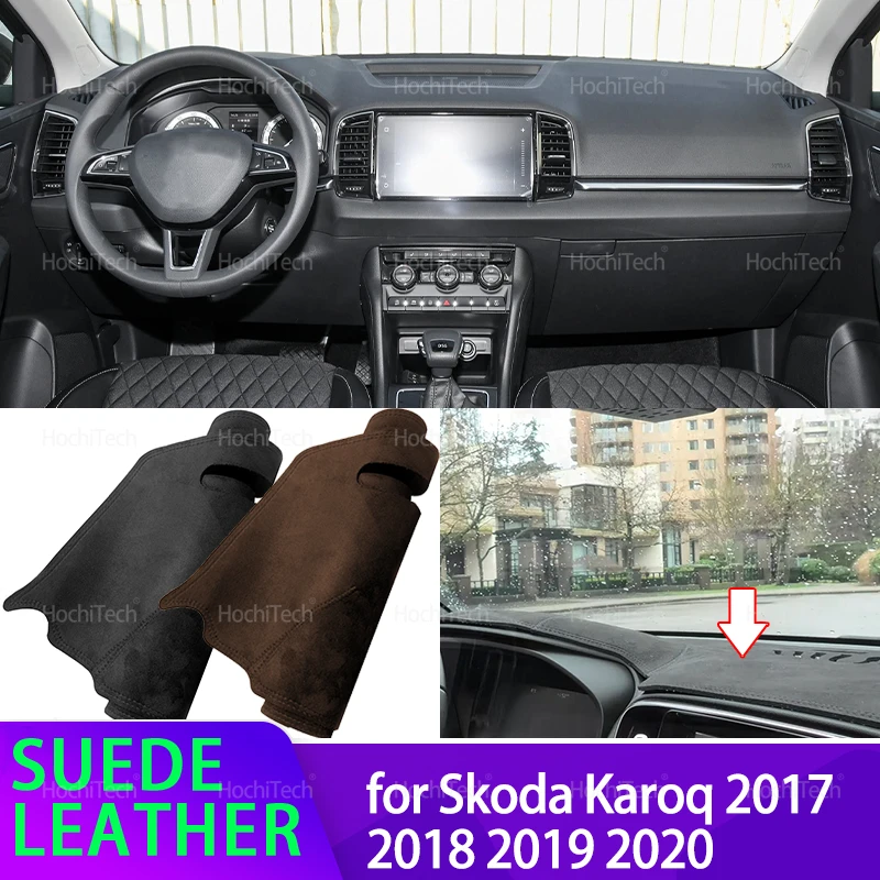 Matte Wildleder Leder Auto Armaturenbrett Abdeckung Matte Dashmat Schützen Teppich Zubehör LHD RHD für Skoda Karoq 2017 2018 2019 2020