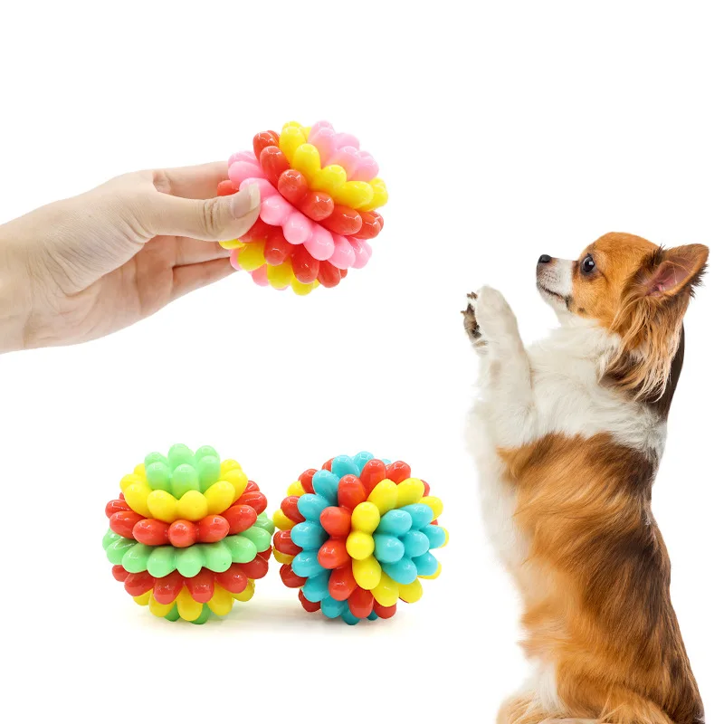 

2 PCS Colorful Interactive Chewing Ball Toy for Dogs Eco-Friendly Dog Teething Toy Dog Ball
