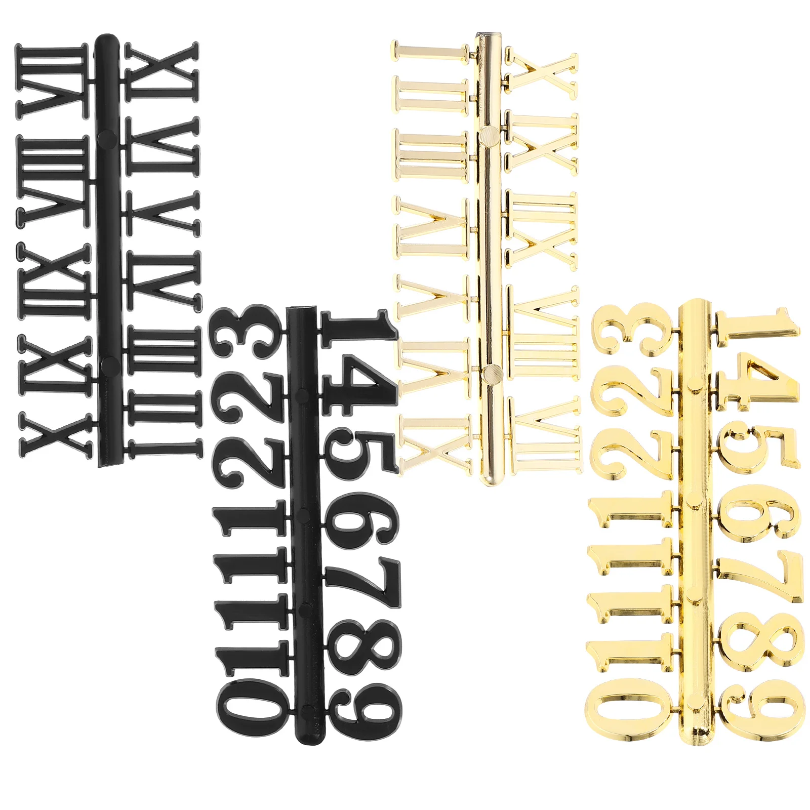 

4Sets Clock Number DIY Wall Clock Numbers Plastic Roman Arabic Numerals Kit Repair Accessories Decorative Number Plates
