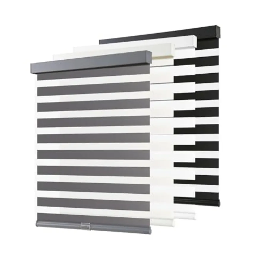 

Cordless Zebra Blinds for Windows Pull Down Roller Window Shades Dual Layer Light Filtering Privacy for Day and Night, Free-Sto