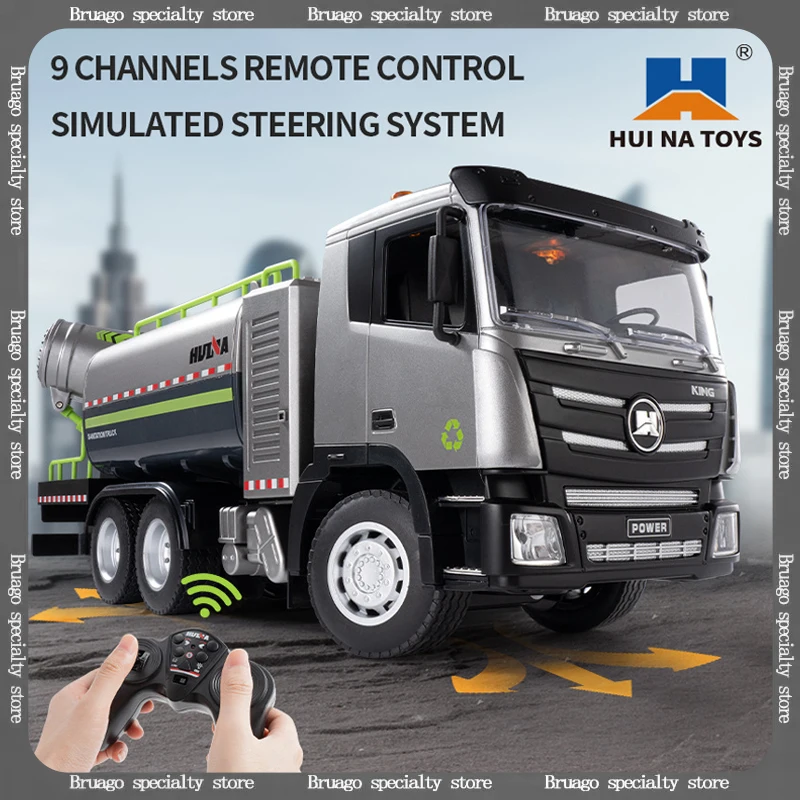 

HUINA 1316 Nine-Channel Semi-Alloy Remote Control Fog Cannon Truck Toy Engineering Vehicle Model Gift For Boys RC Trucks