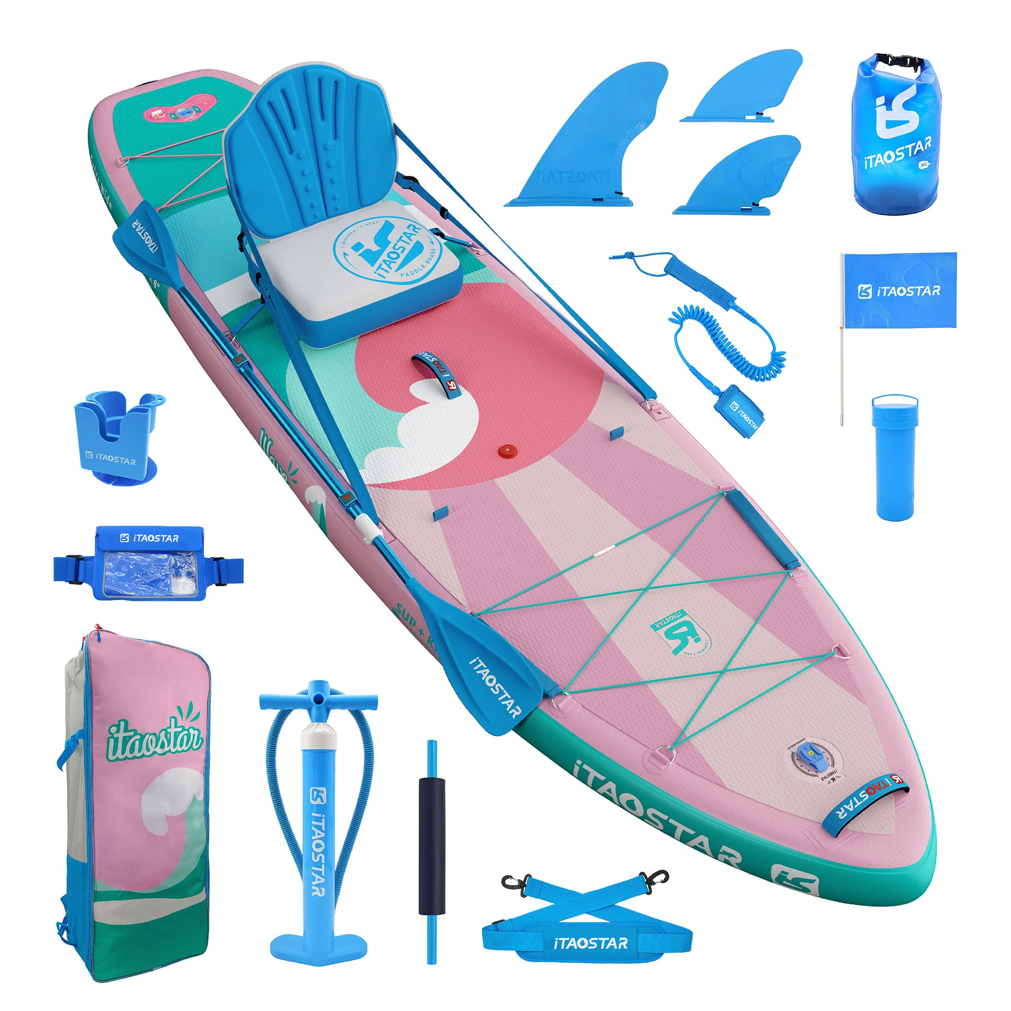 

ITAOSATAR WAVE W01B 11'6"x36"x6" Extra Wide Paddle Board With Seat Premium SUP Accessories Inflatable Stand up Paddle Boards