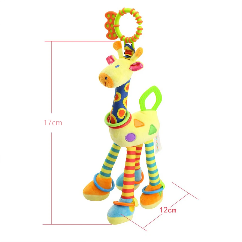 Newborn giraffe rattles plush toys cartoon animal toys cot stroller rattles hanging bell educational baby toys newborn gift