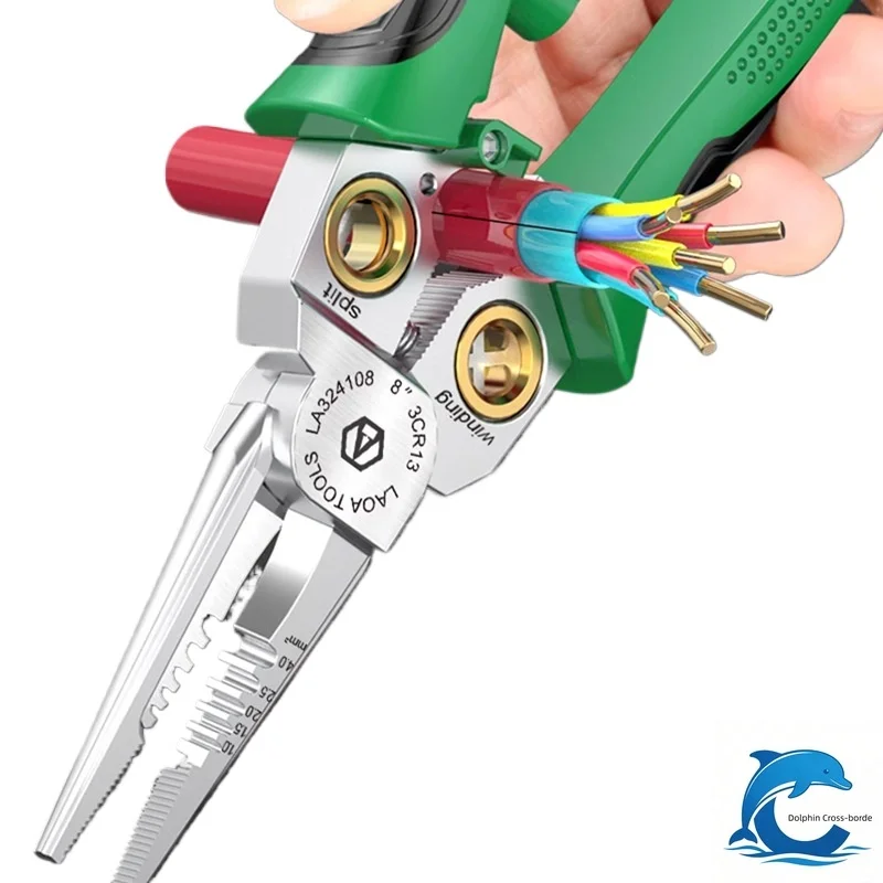 For 8-in-1 Multi-functional Wire Stripping Pliers, Electric Wire Stripper Cutter Crimper Voltage Tester for Electricians