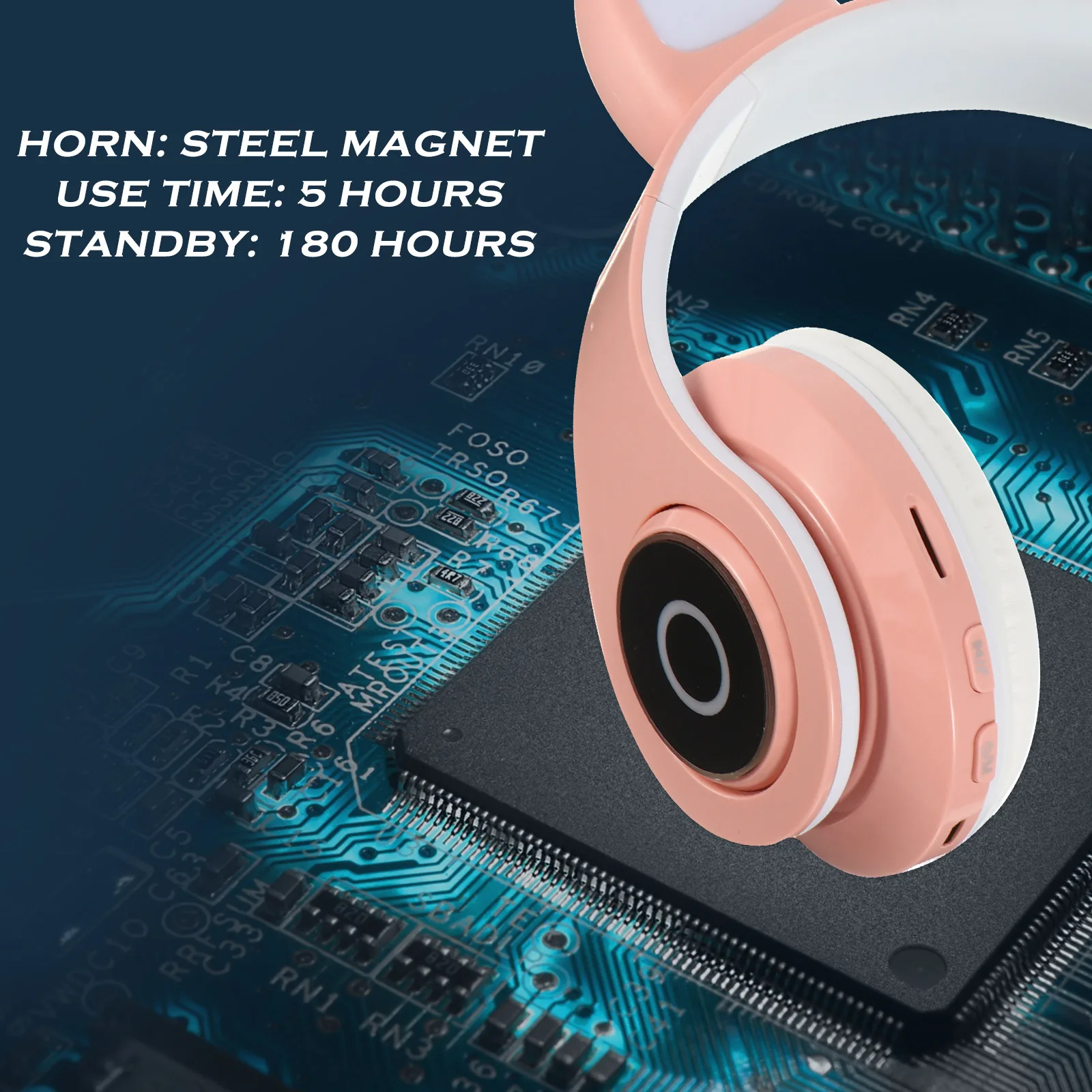 접이식 고양이 귀 무선 헤드폰 이미지