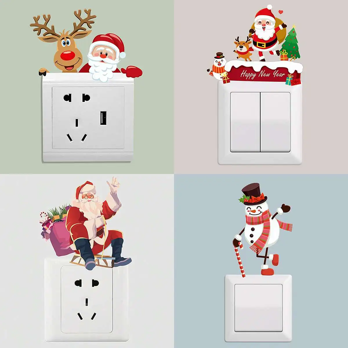 1Pc Christmas Light Switch Sticker, Santa Claus Stickers Christmas Decorations for Home 2024 Gifts Navidad Noel New Year 2025