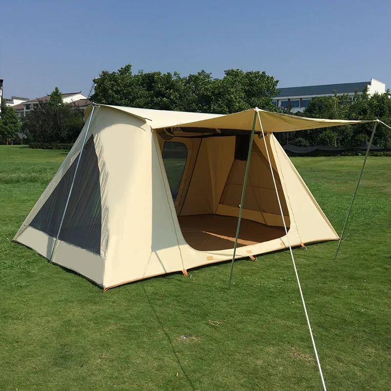 Single Layer Canvas Outdoor Camping Tent, Light Luxury Camping Tent, Family Style Campsite, Outdoor Sunshade, Spring Tent