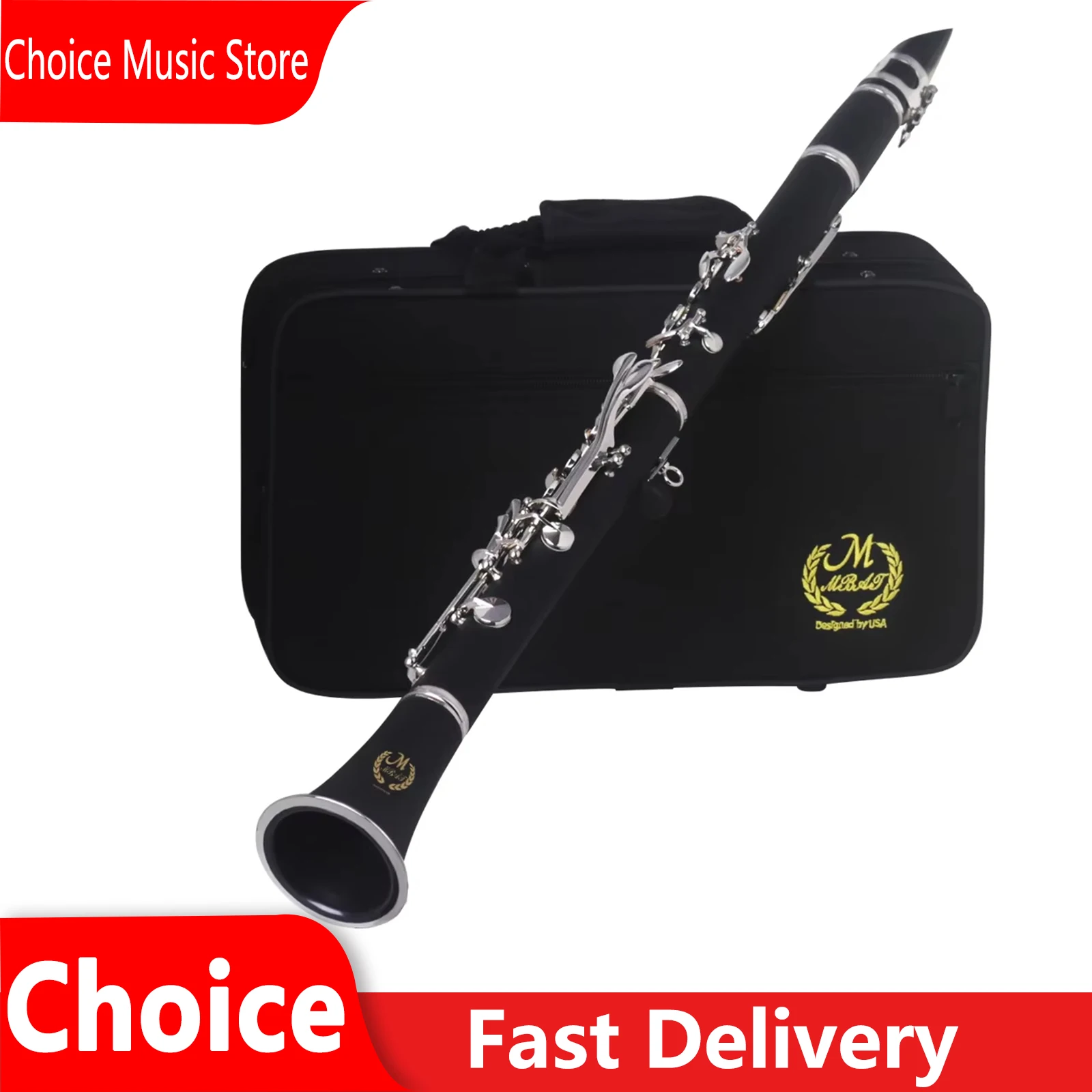 

M MBAT Clarinet Bb Clarinet 17 Keys 6 Rings Clarinetto Blackwinds Professional Portable Bakelite Woodwind Music Instruments
