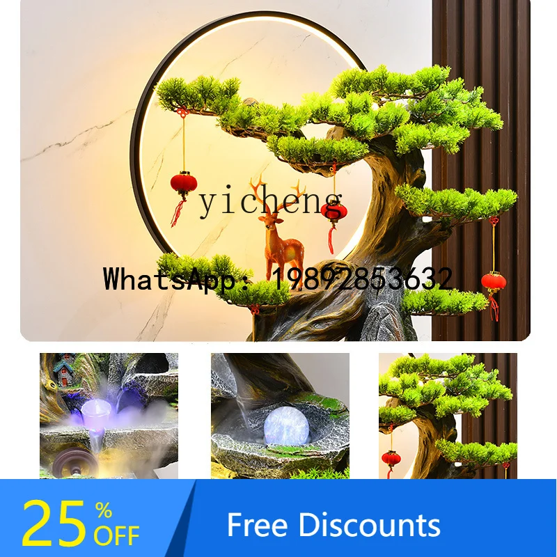 

living room alpine flowing water ornament circulating water landscape landing rockery family entrance lucky